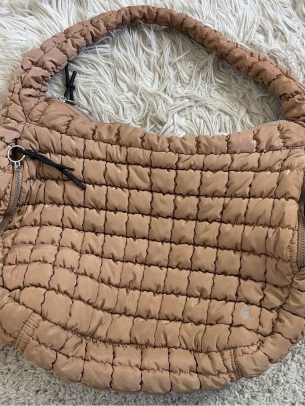 Free People FP Movement Beige Tan Quilted Carryall Tote - Picture 3 of 7